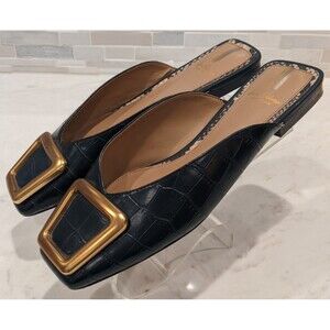 Sam Edelman Women's Lavina Buckle Embossed Faux Leather Mules-Shoes 7.5